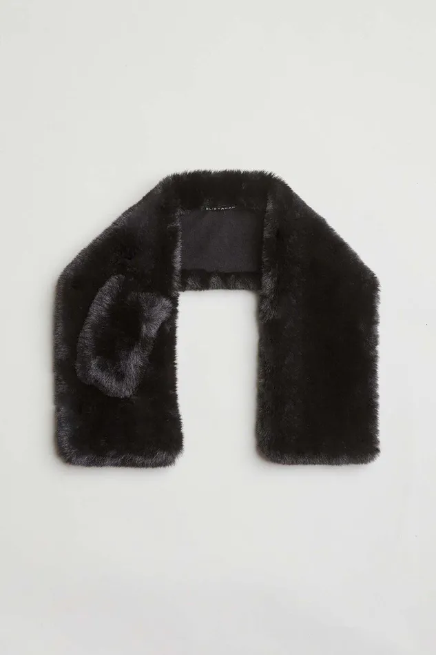 Elie Tahari Faux Fur Pull Through Scarf Black Women Hats