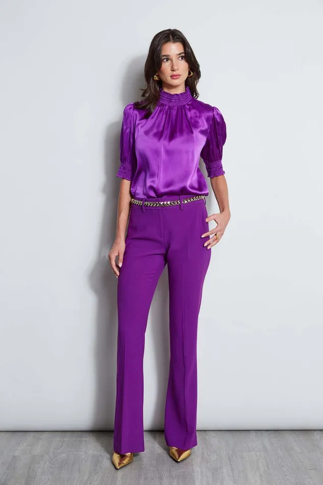Elie Tahari Fit and Flare Pant Berry Women Bottoms