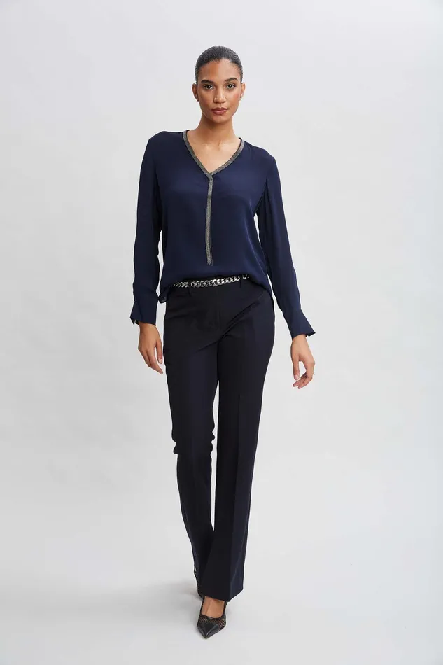 Elie Tahari Inseam Slit Flare Pant Stargazer Women Bottoms