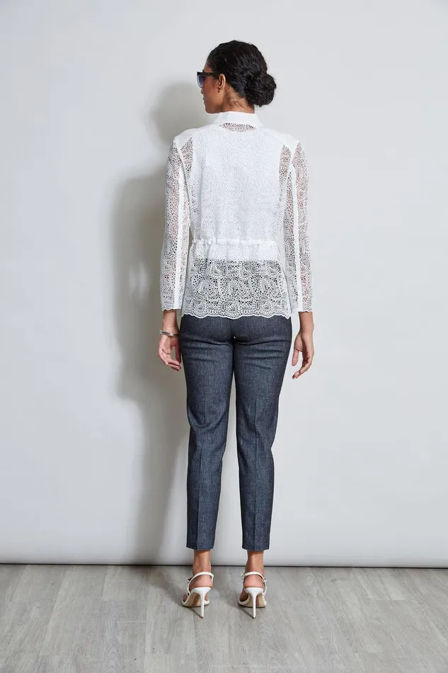 Elie Tahari Lace Utility Jacket White Women Jackets and Blazers