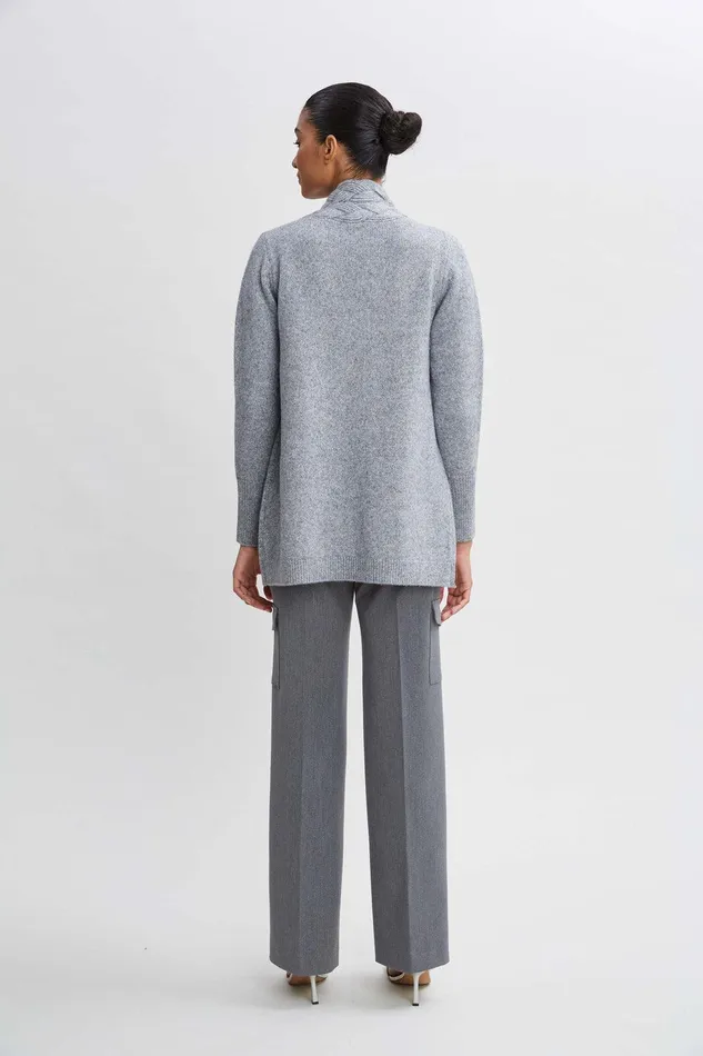 Elie Tahari Metallic Cable Cardigan Greysilver Women Tops