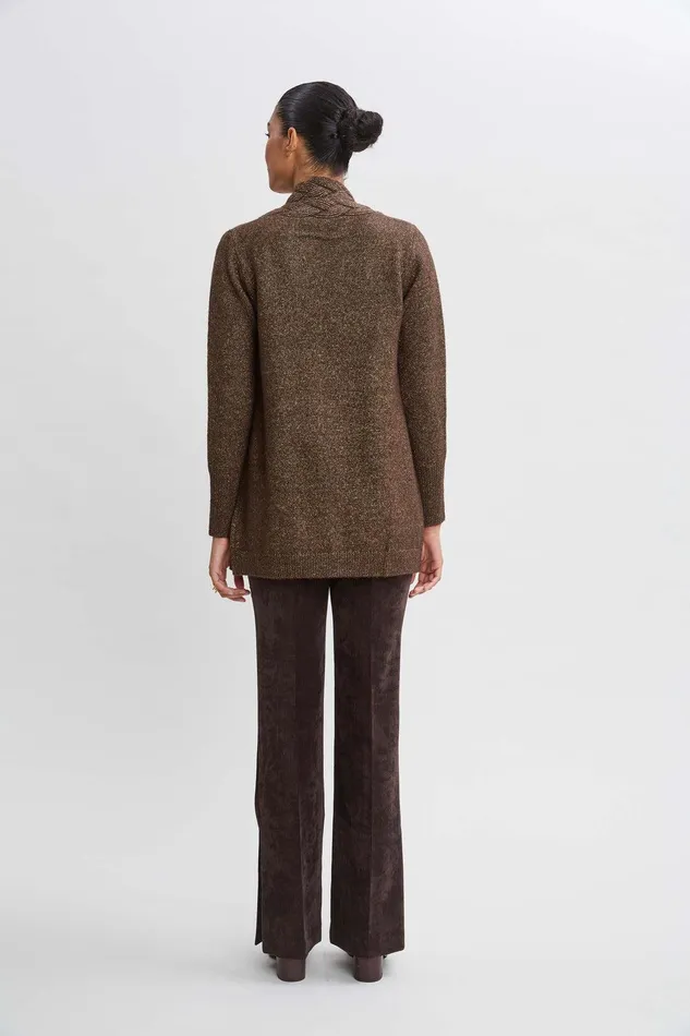 Elie Tahari Metallic Cable Cardigan Woodgold Women Tops