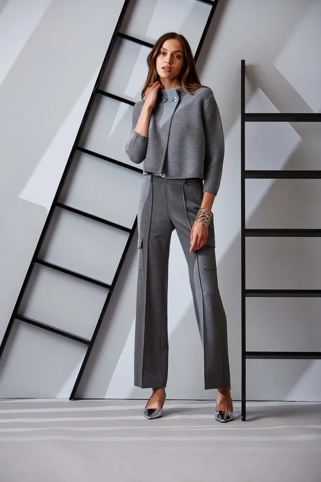 Elie Tahari Metallic Cargo Pant Metallic Grey Women Bottoms