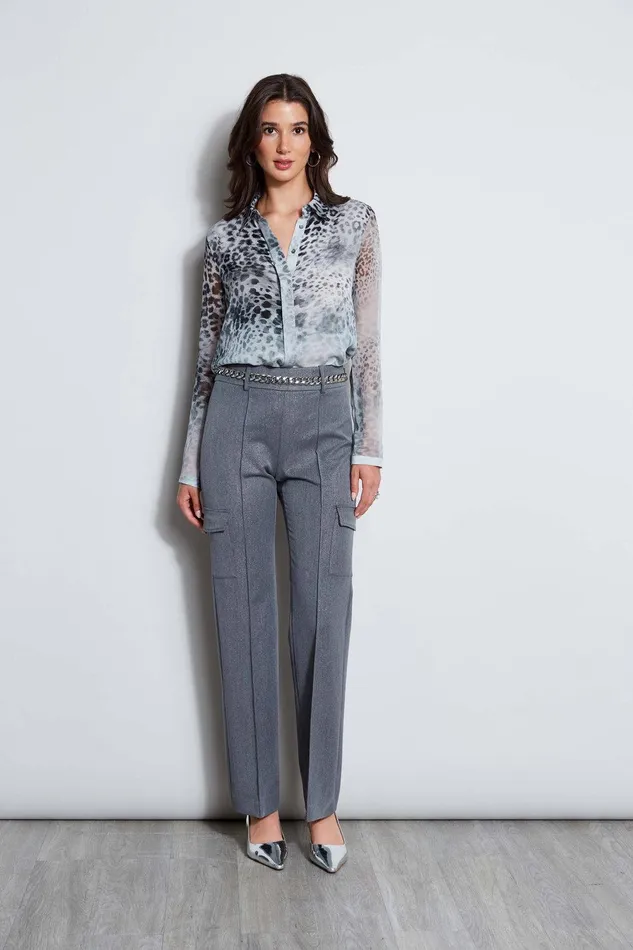 Elie Tahari Metallic Cargo Pant Metallic Grey Women Bottoms