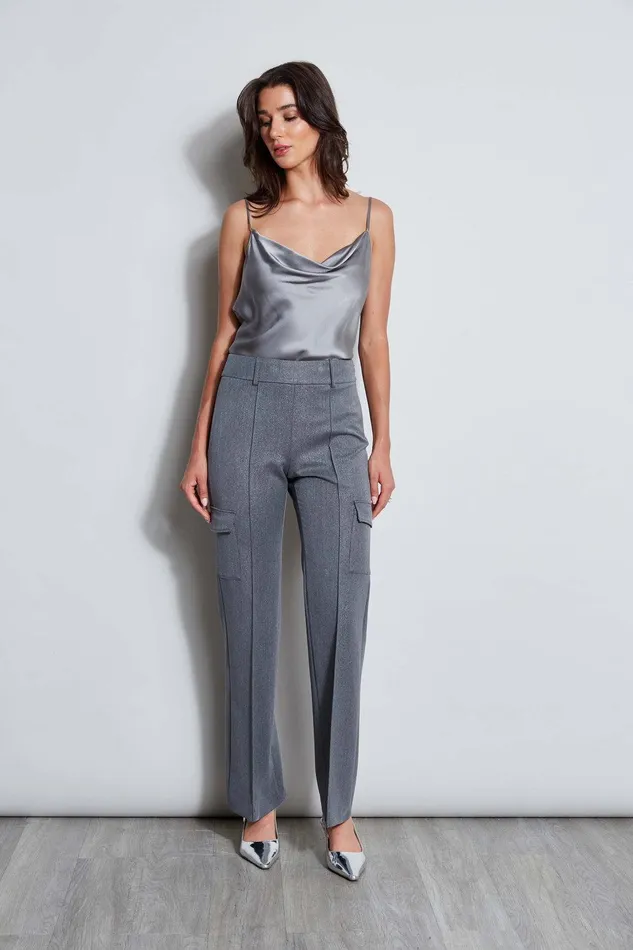 Elie Tahari Metallic Cargo Pant Metallic Grey Women Bottoms