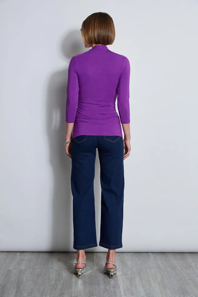 Elie Tahari Mock Wrap Knit Berry Women Tops