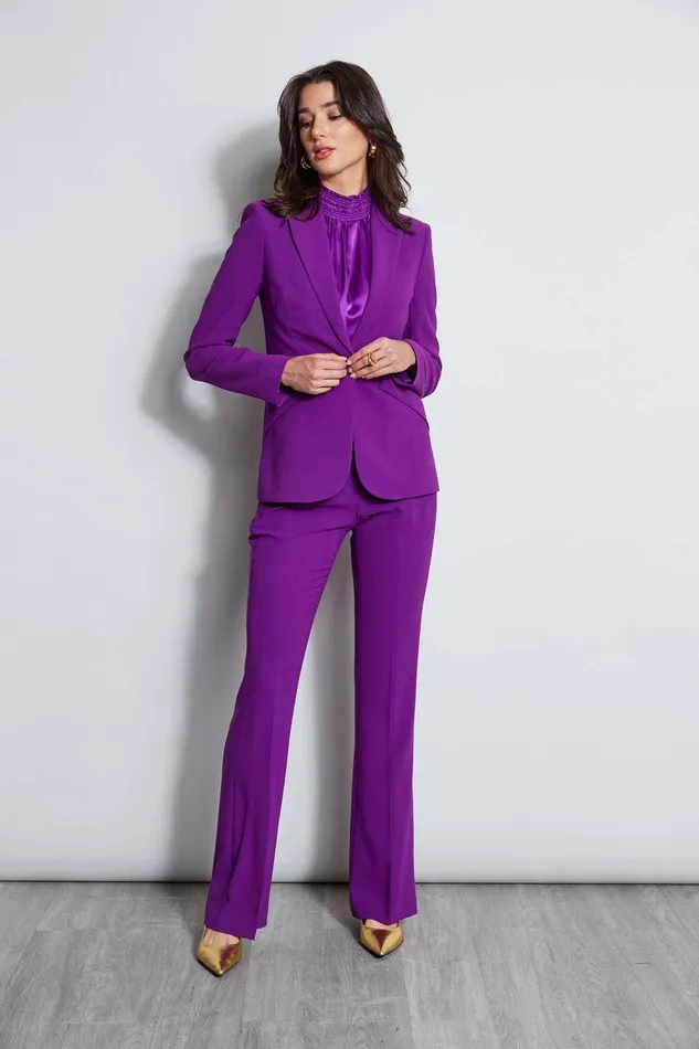 Elie Tahari Panel Single Button Blazer Berry Women Jackets and Blazers