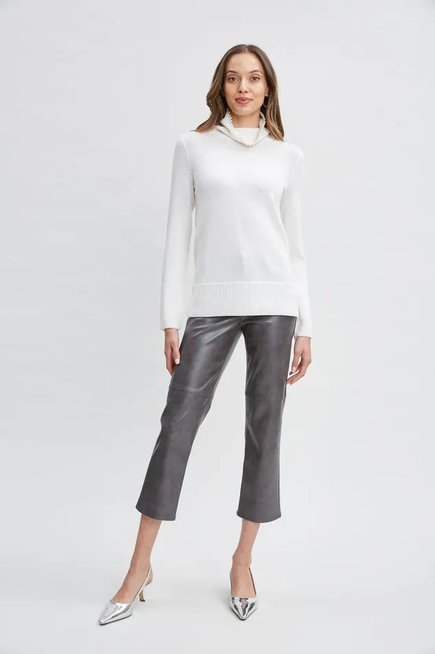 Elie Tahari Pearl Turtleneck Cashmere Wool Sweater Snow Women Tops