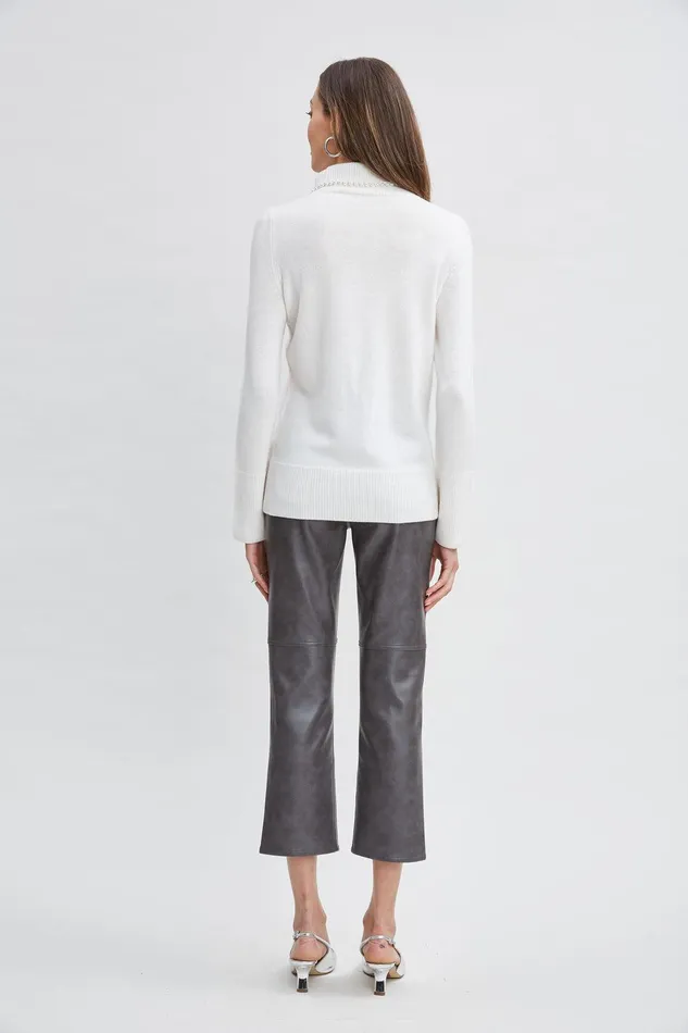 Elie Tahari Pearl Turtleneck Cashmere Wool Sweater Snow Women Tops