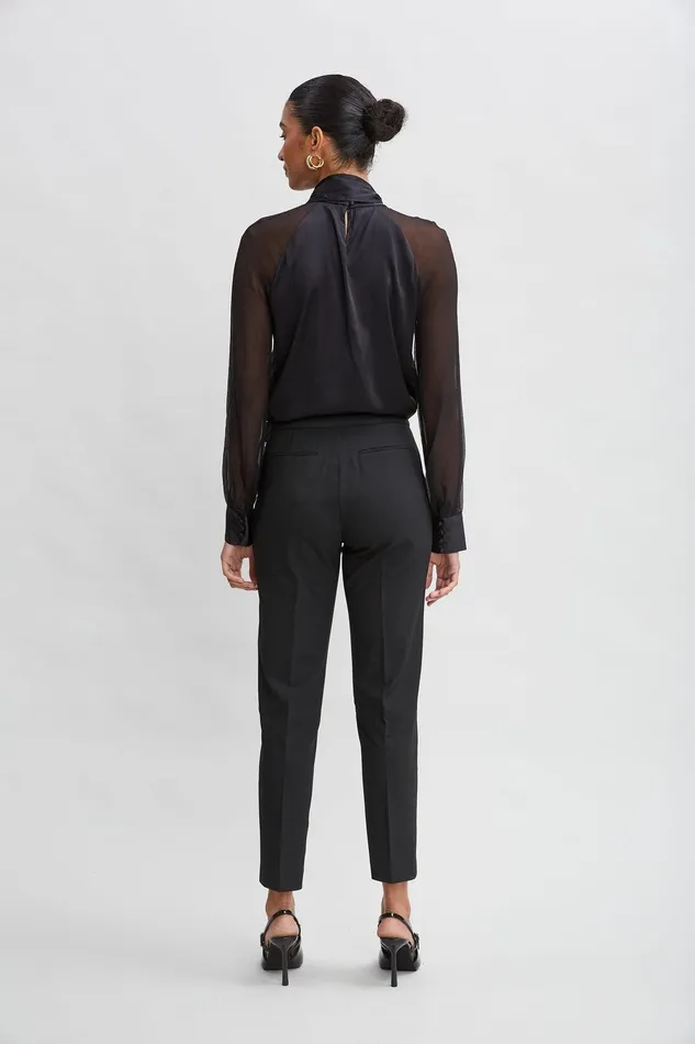 Elie Tahari Pintuck Slim Pant Black Women Bottoms
