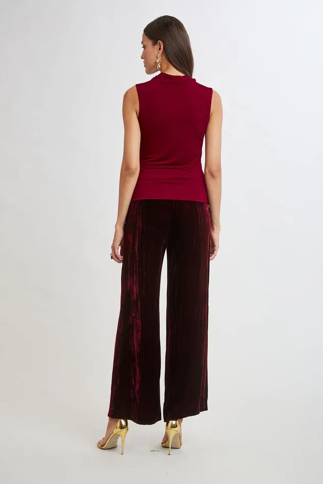 Elie Tahari Pleat Detail Matte Jersey Knit Sangria Women Tops