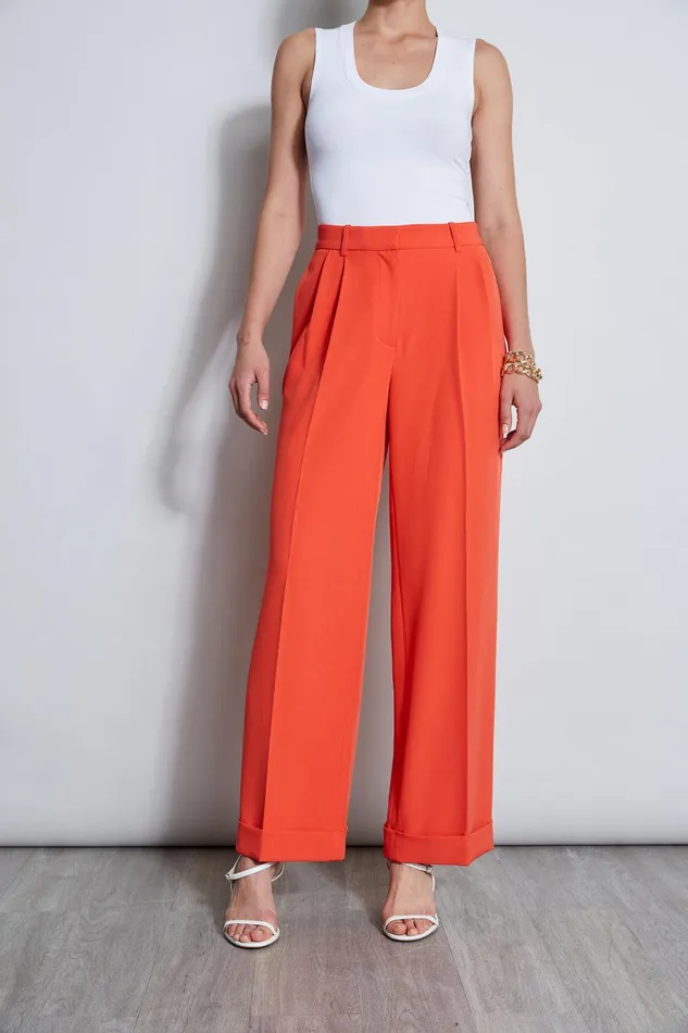 Elie Tahari Pleated Cuffed Pant Jupiter Glow Women Bottoms