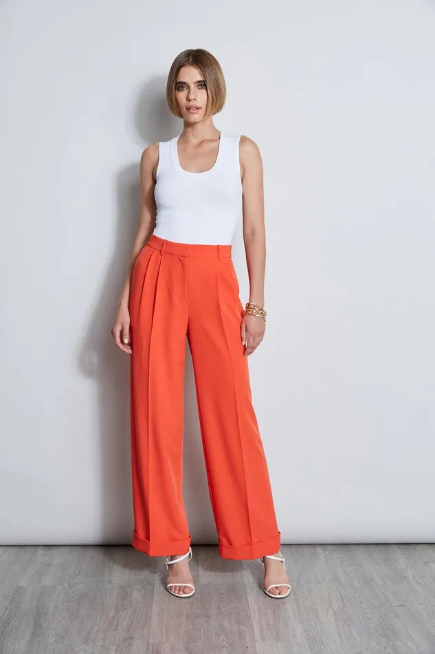 Elie Tahari Pleated Cuffed Pant Jupiter Glow Women Bottoms