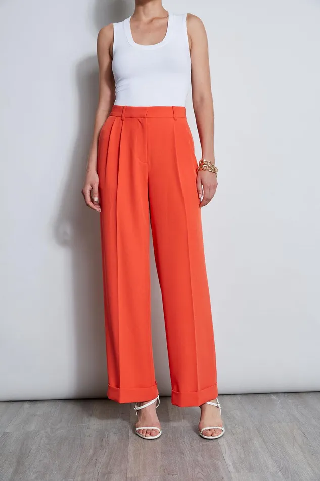 Elie Tahari Pleated Cuffed Pant Jupiter Glow Women Bottoms