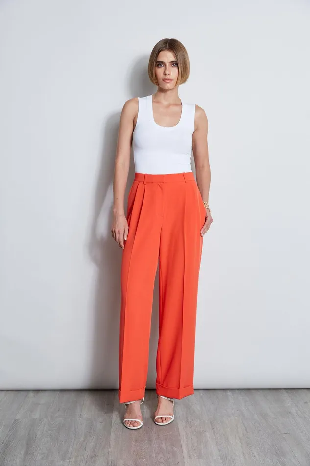 Elie Tahari Pleated Cuffed Pant Jupiter Glow Women Bottoms
