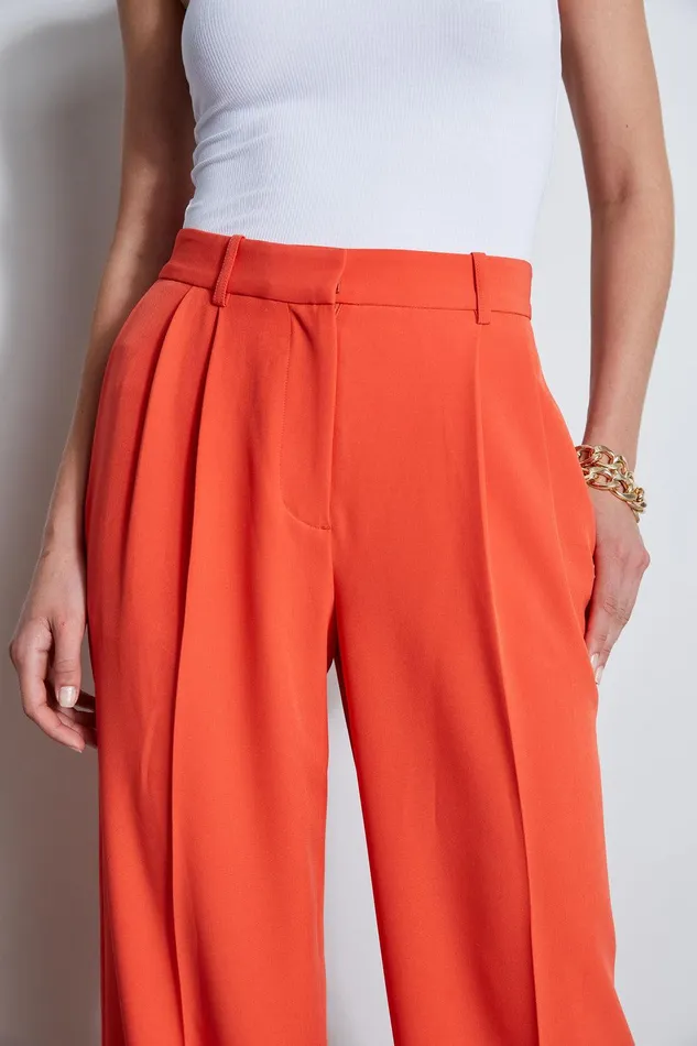 Elie Tahari Pleated Cuffed Pant Jupiter Glow Women Bottoms