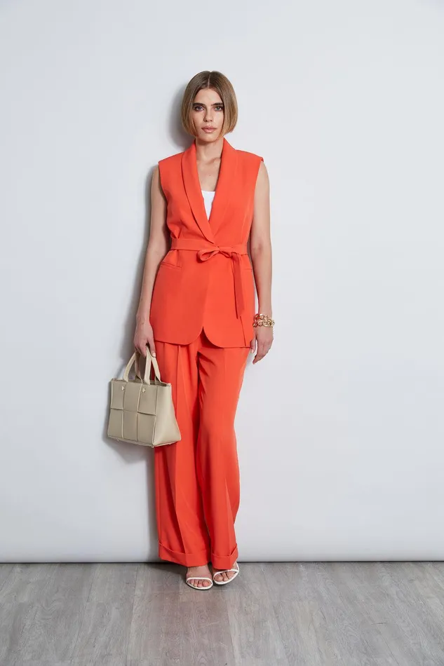 Elie Tahari Pleated Cuffed Pant Jupiter Glow Women Bottoms