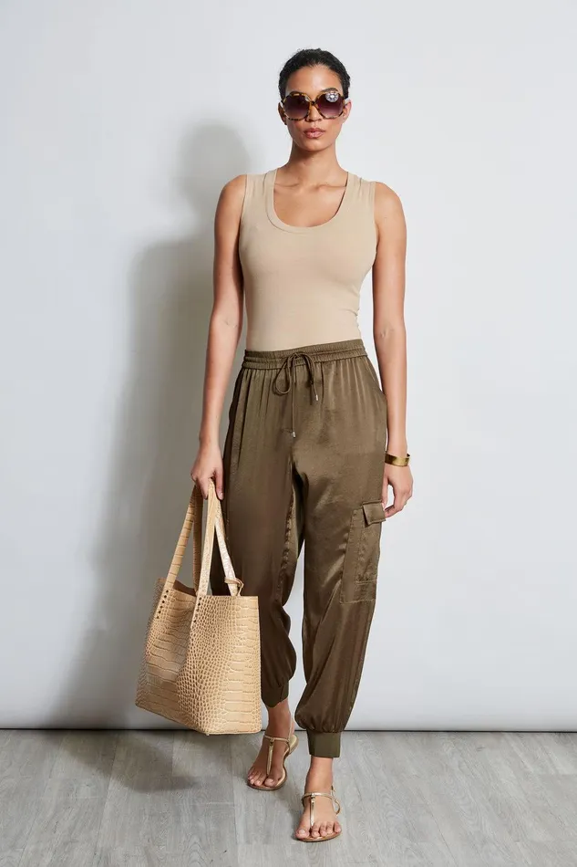 Elie Tahari Satin Cargo Pant Savoy Women Bottoms