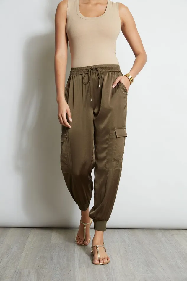 Elie Tahari Satin Cargo Pant Savoy Women Bottoms