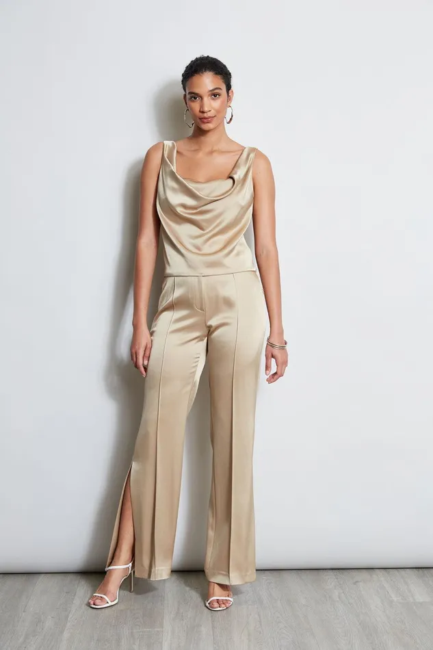 Elie Tahari Satin Cowl Cami Sandcastle Women Tops