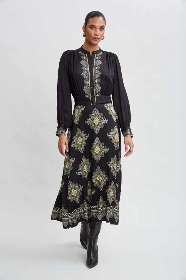 Elie Tahari Silk Geometric Midi Dress Marseille Print Women Dresses and Jumpsuits Elie Tahari Silk Geometric Midi Dress Marseille Print Women Dresses and Jumpsuits