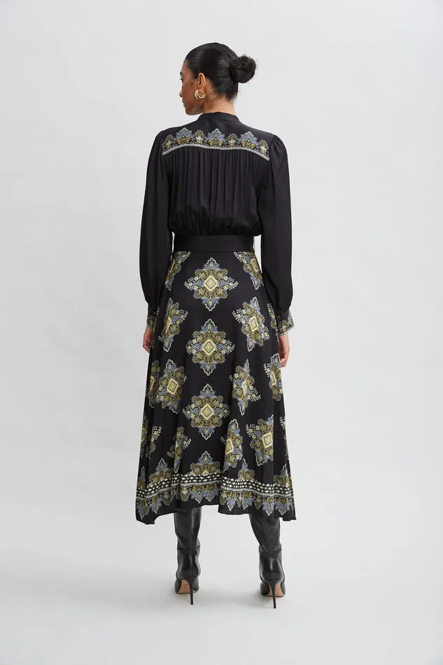 Elie Tahari Silk Geometric Midi Dress Marseille Print Women Dresses and Jumpsuits