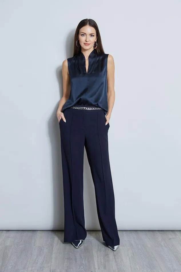 Elie Tahari Silk Satin Contour Shirt Stargazer Women Tops