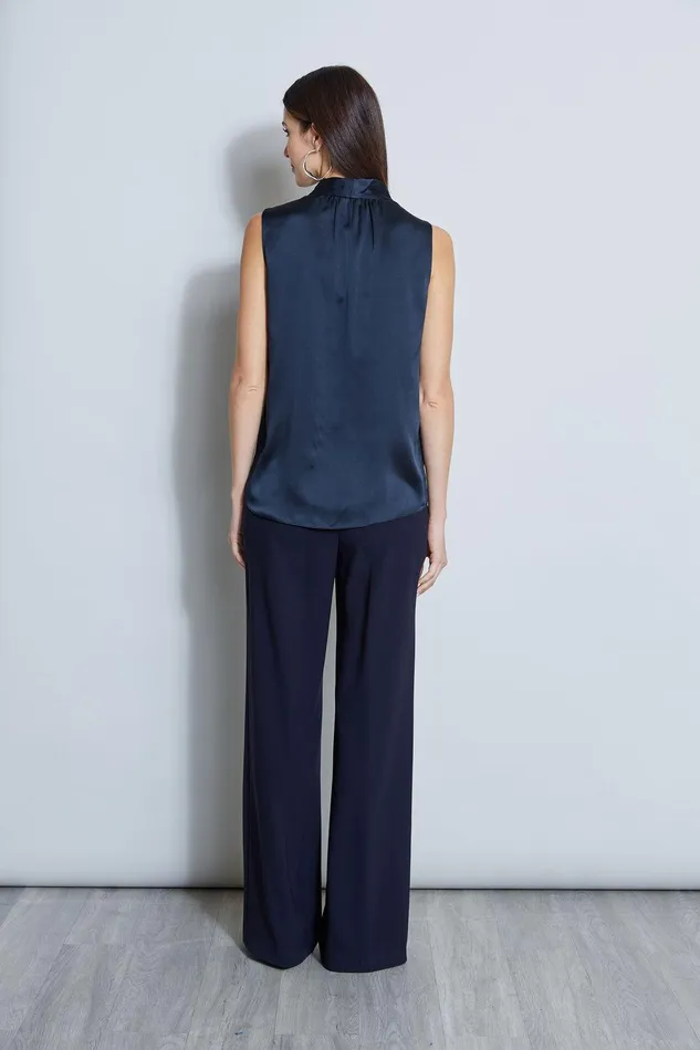Elie Tahari Silk Satin Contour Shirt Stargazer Women Tops
