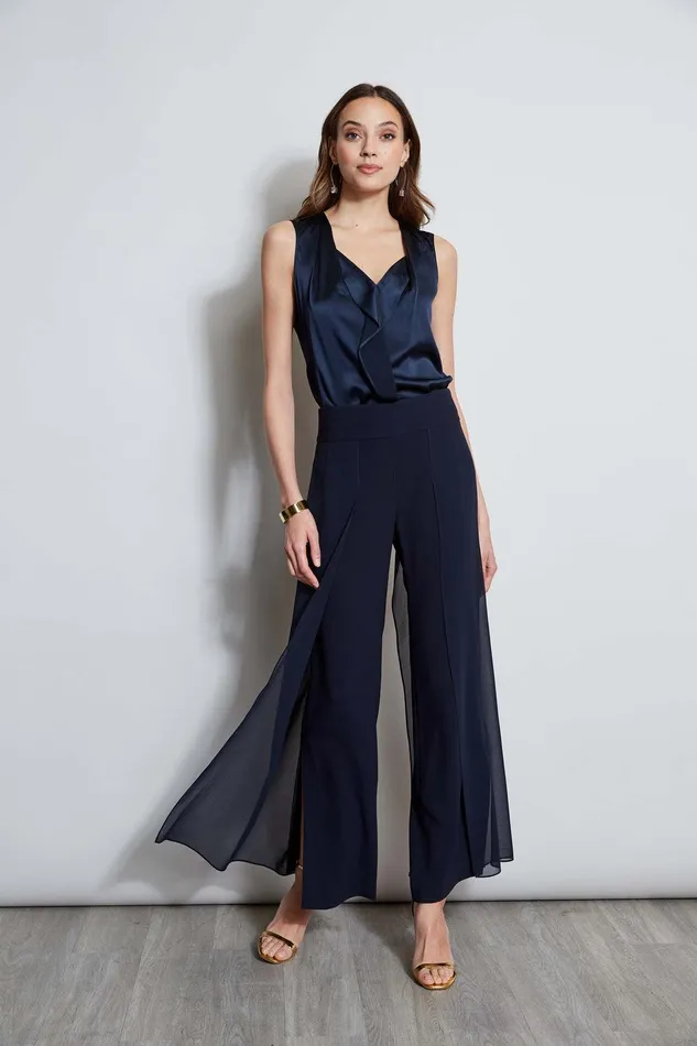 Elie Tahari Silk Satin Sleeveless Cascade Shirt Stargazer Women Tops