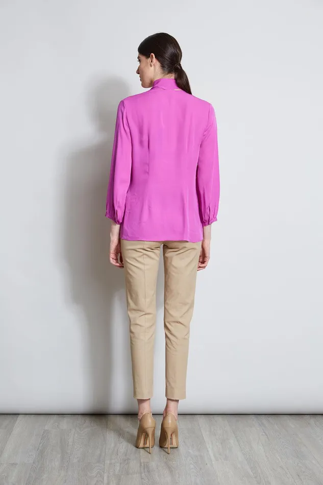 Elie Tahari Silk Tie Button Shirt Peony Women Tops