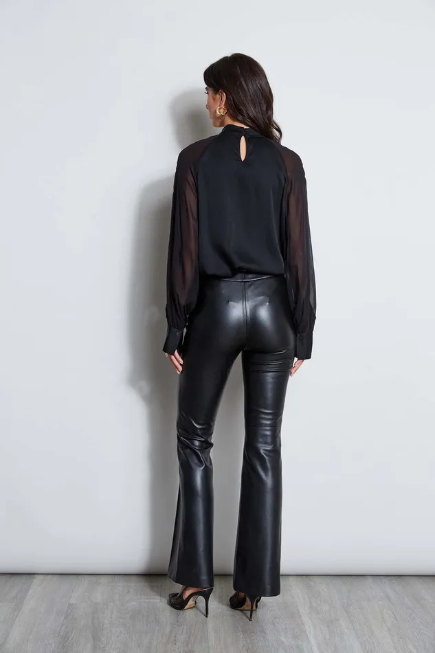 Elie Tahari Silk Twist Keyhole Shirt Noir Women Tops
