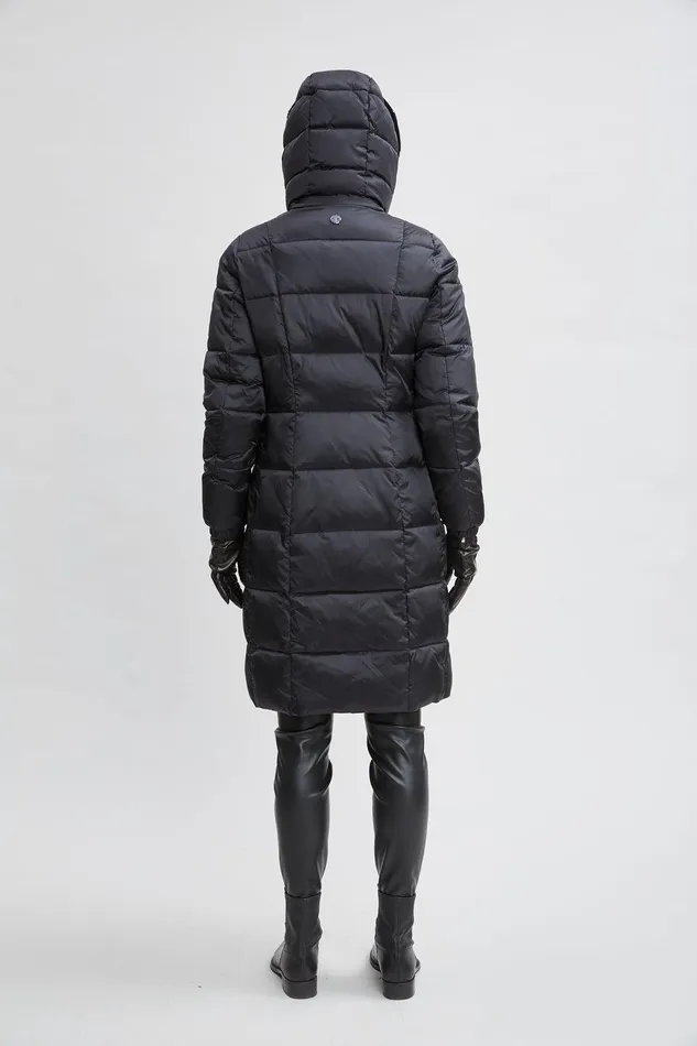 Elie Tahari Tahari Faux Fur Trimmed Puffer Coat Black Women Coats