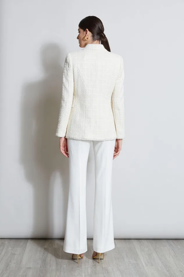 Elie Tahari Tweed Double Breasted Blazer Foam Women Jackets and Blazers