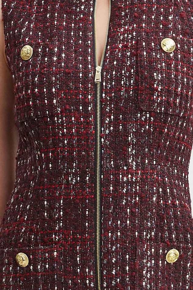 Elie Tahari Tweed Pocket Dress Cordovan Multi Women Suiting