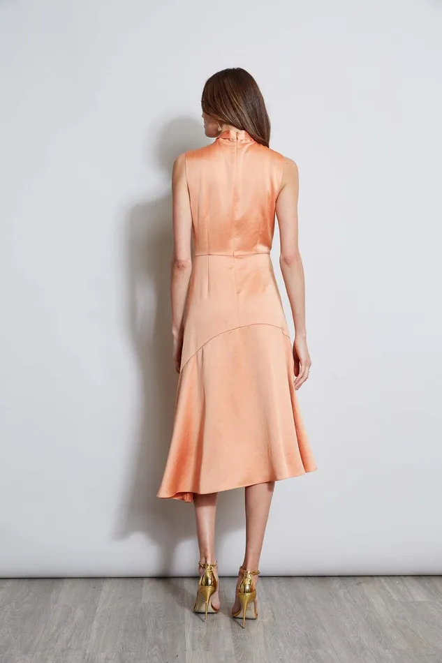 Elie Tahari Twist Neck Satin Dress Ginger Women Dresses and Jumpsuits