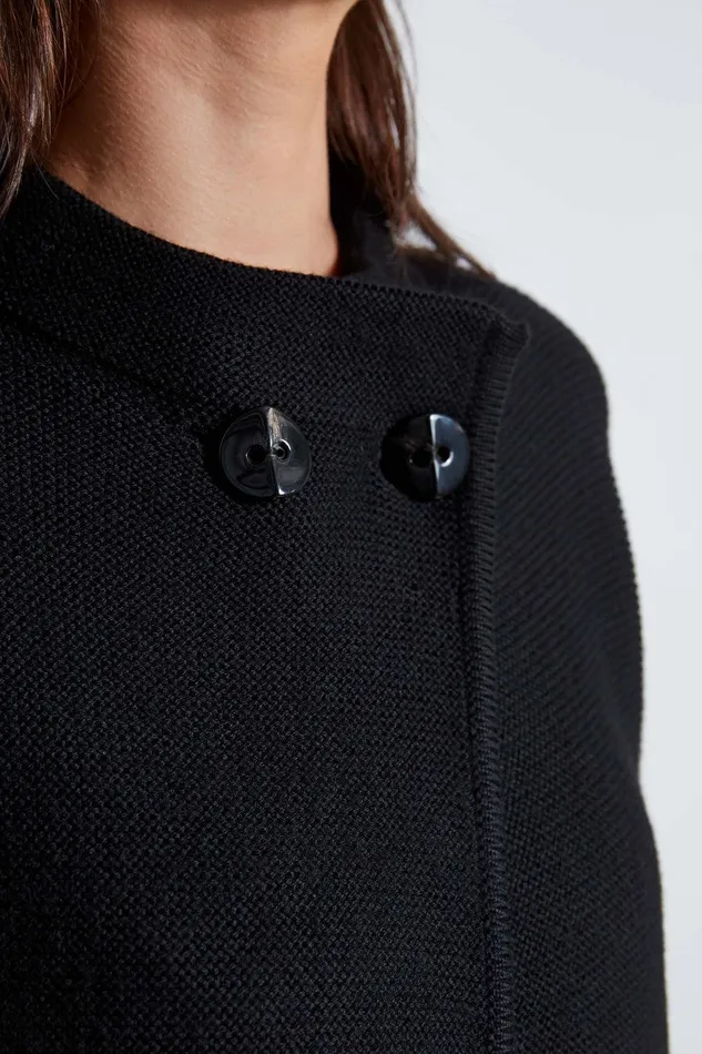 Elie Tahari Two Button Wool Sweater Black Women Tops