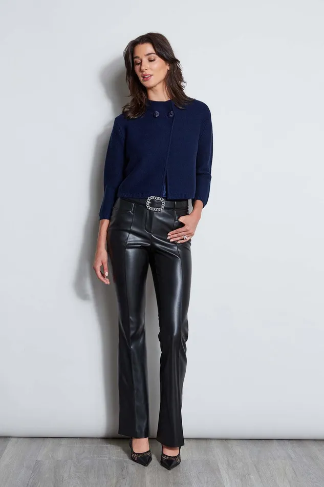 Elie Tahari Two Button Wool Sweater Galaxy Navy Women Tops