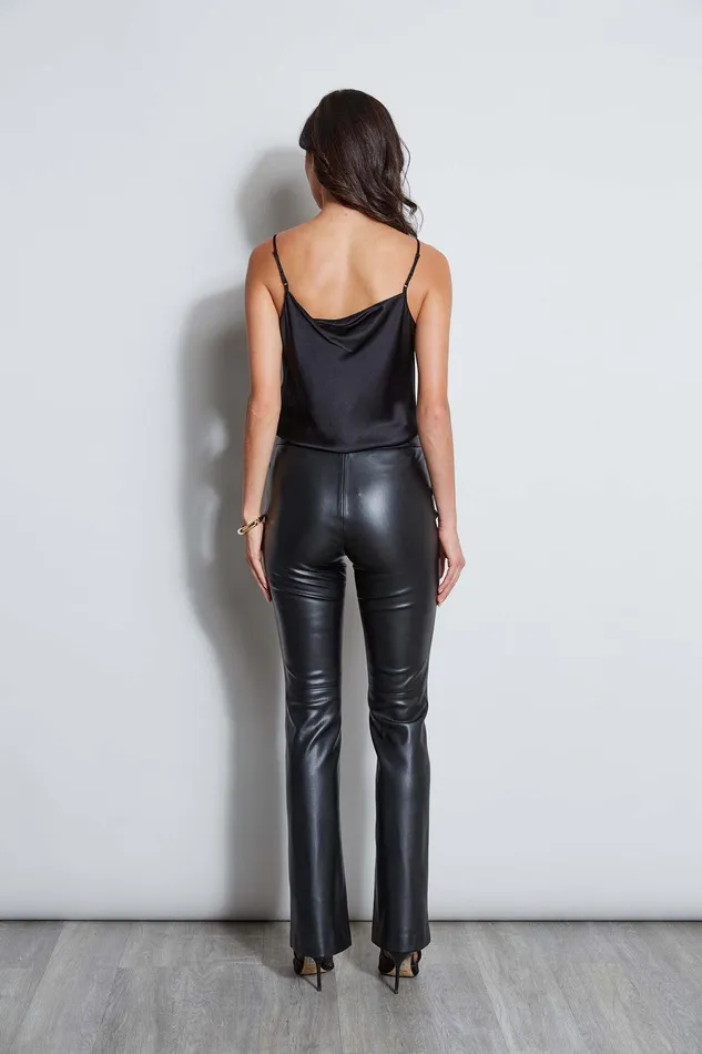 Elie Tahari Vegan Leather Seam Pant Black Women Suiting