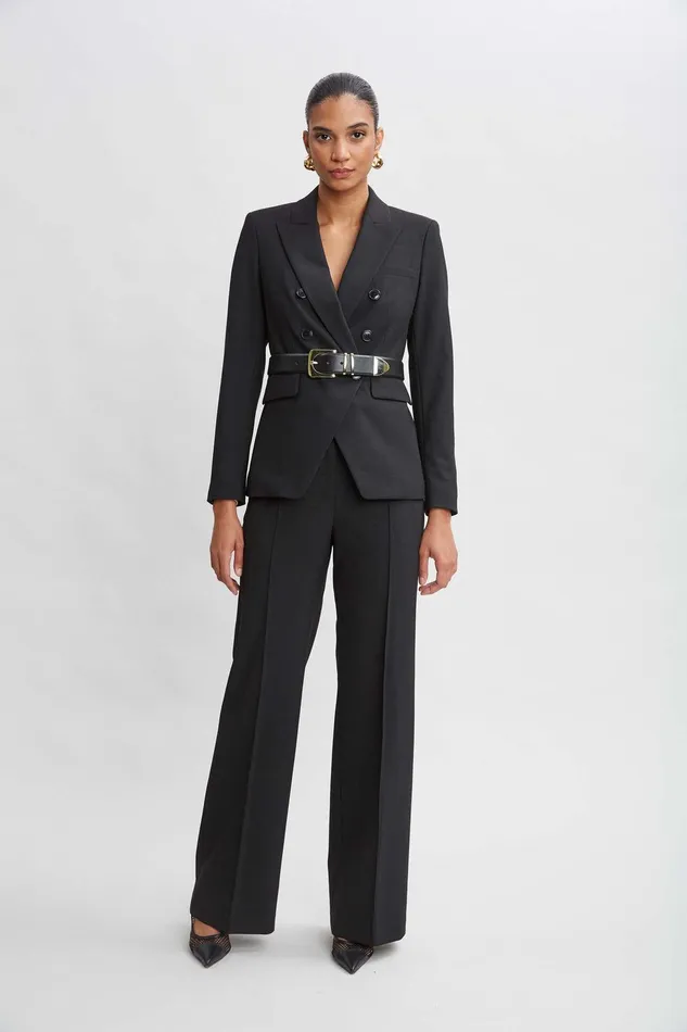 Elie Tahari Wide Leg Pant Black Women Suiting