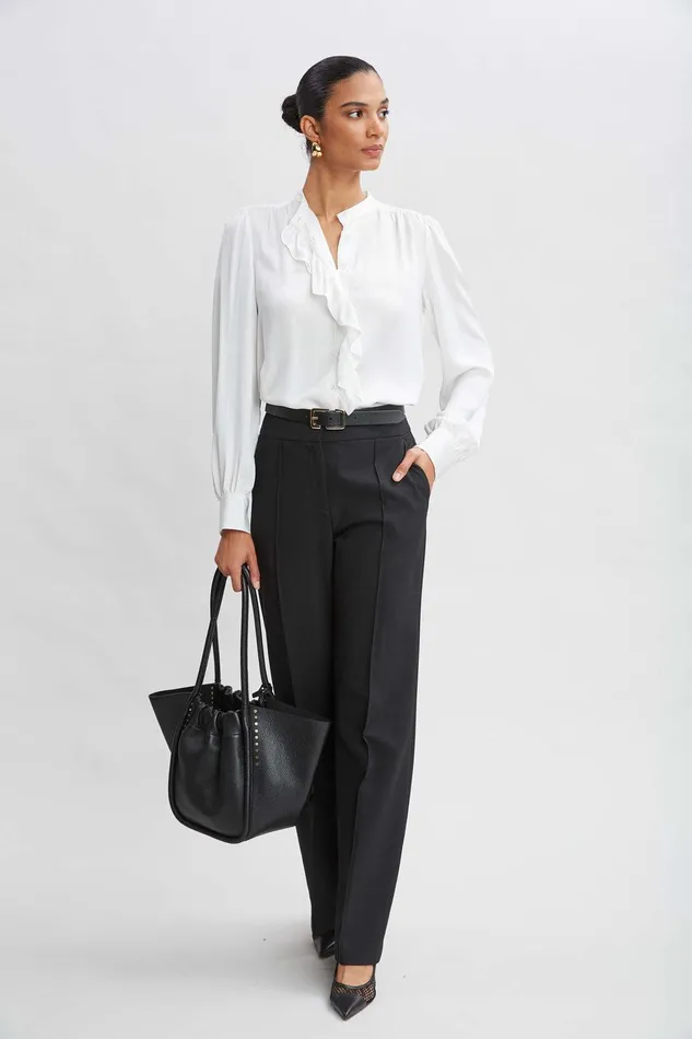 Elie Tahari Wide Leg Pant Black Women Suiting