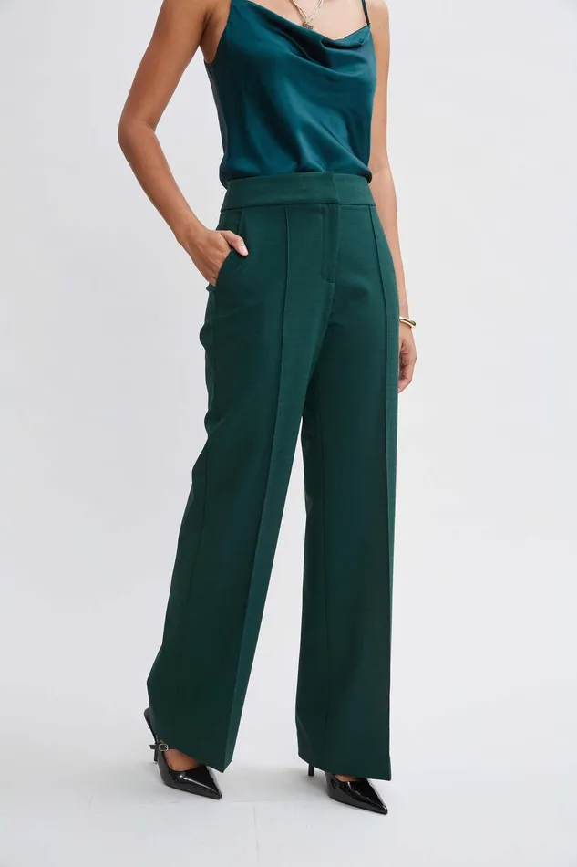 Elie Tahari Wide Leg Pant Forest Green Women Suiting