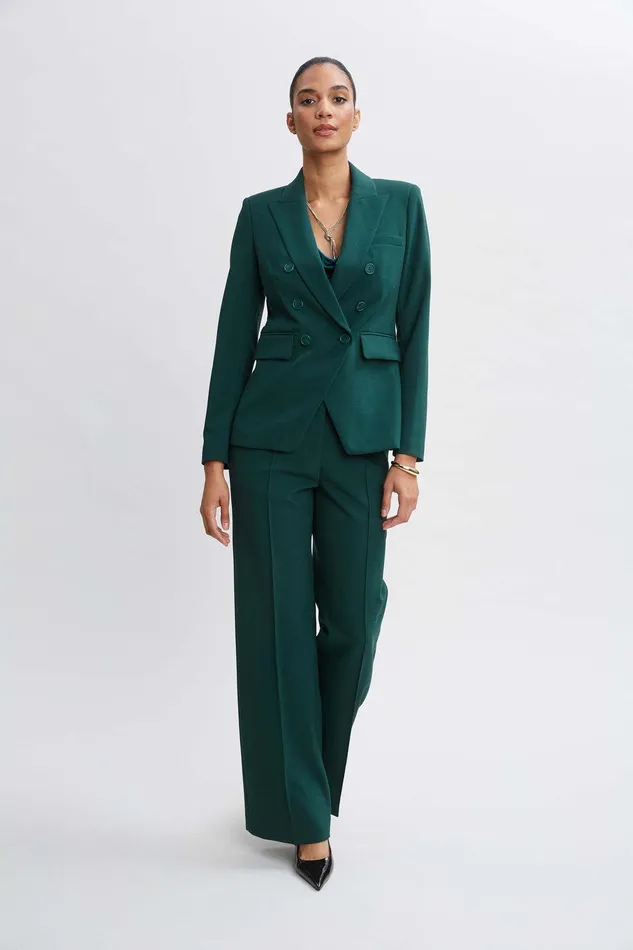 Elie Tahari Wide Leg Pant Forest Green Women Suiting