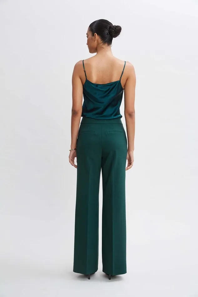 Elie Tahari Wide Leg Pant Forest Green Women Suiting