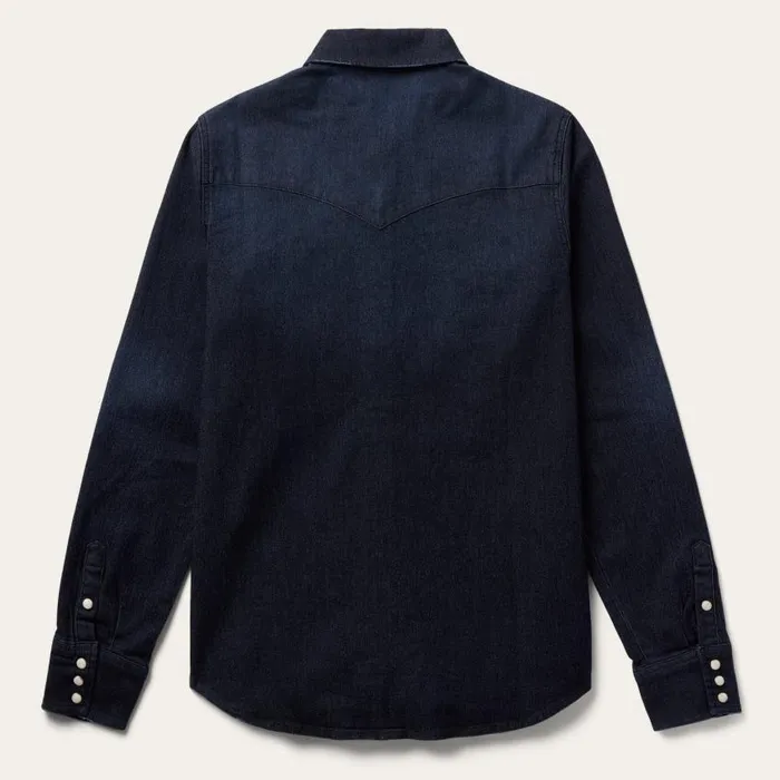 Embroidered Dark Denim Snap Front Shirt Blue Women Stetson Western Shirts