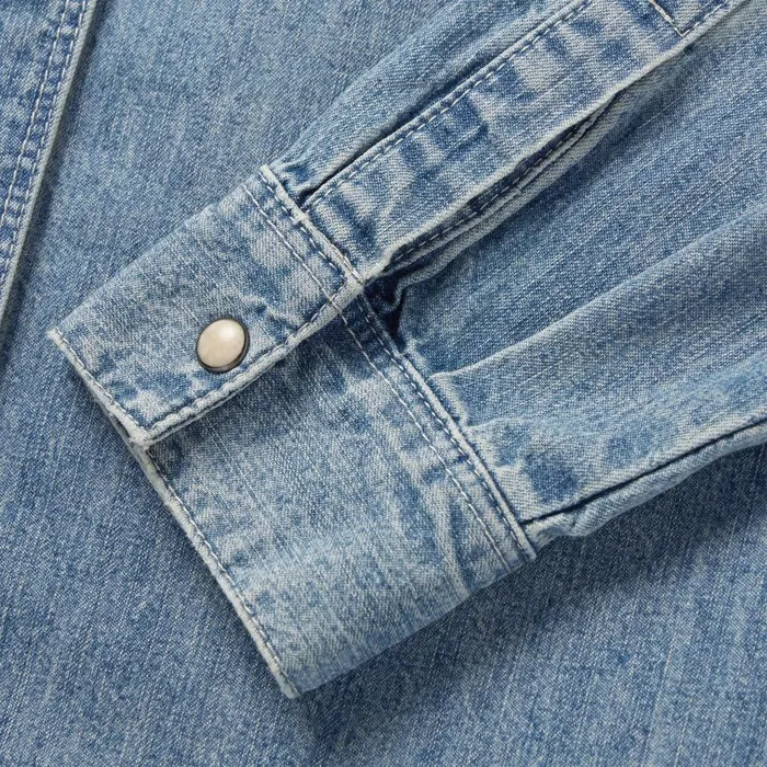 Embroidered Light Denim Shirt Blue Women Stetson Denim Shirts