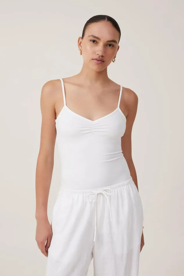 Emily Ballet Back Bodysuit Natural White Women Cotton On Tops