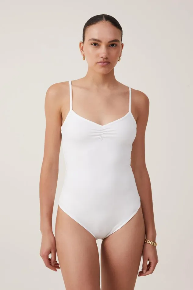 Emily Ballet Back Bodysuit Natural White Women Cotton On Tops