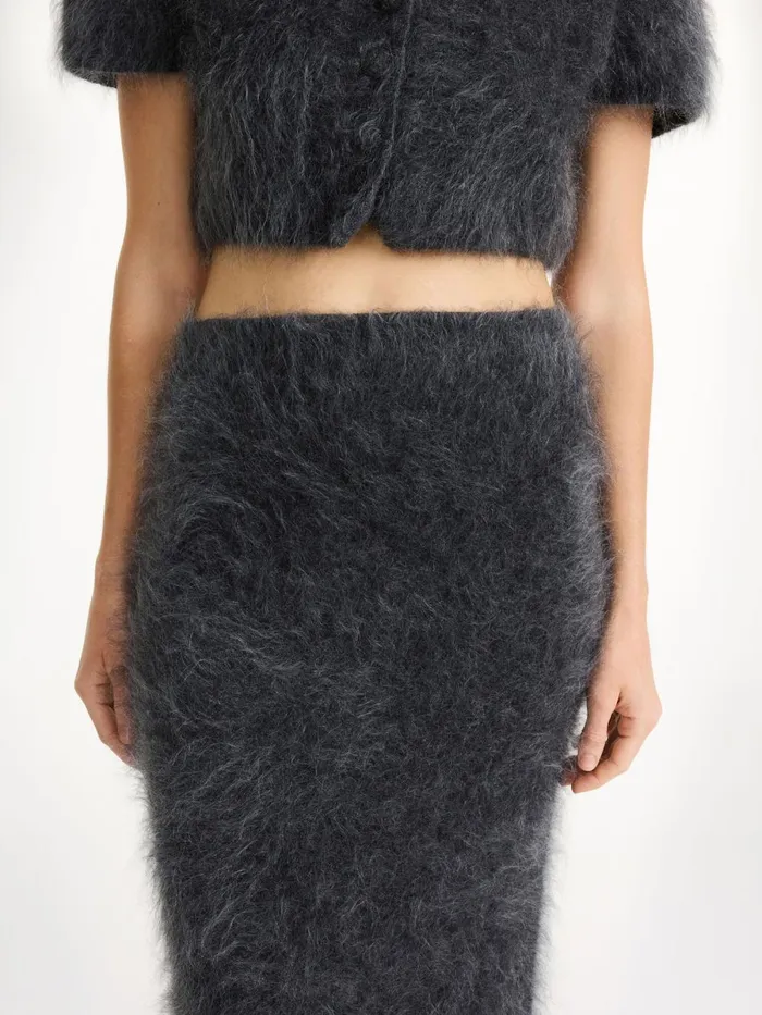 Estille Midi Skirt Jet Grey Women By Malene Birger Knitwear