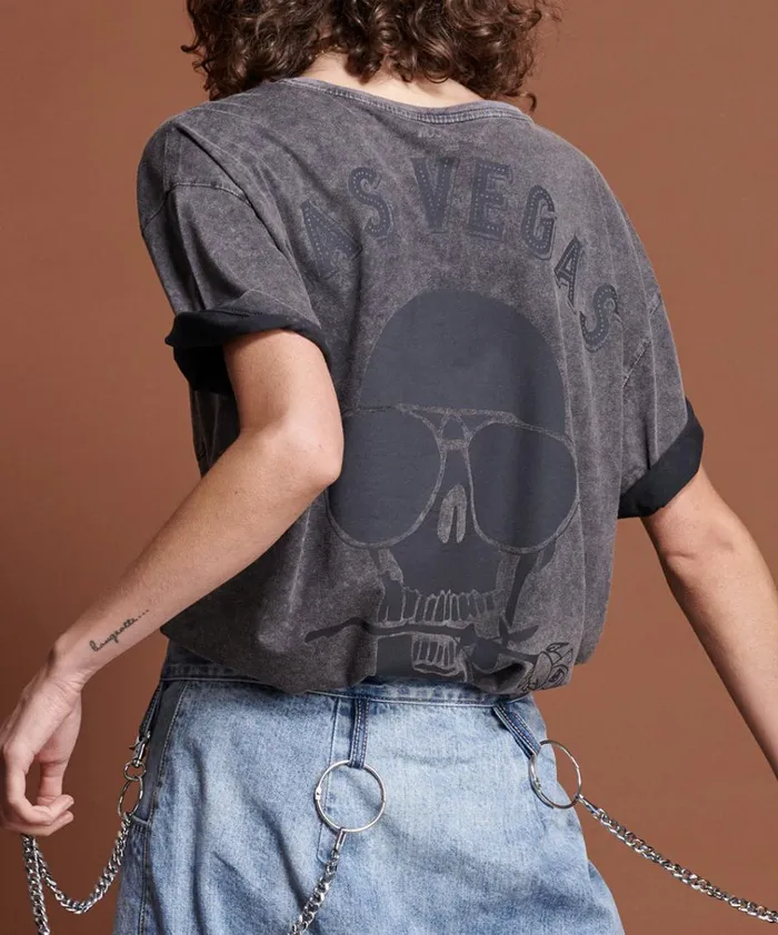 FADED BLACK LAS VEGAS SANTA FE TEE Women One Teaspoon Basic Tees