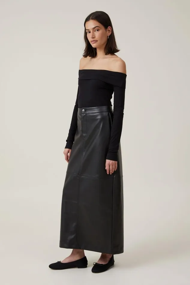 Faux Leather Maxi Skirt Black Women Cotton On Skirts